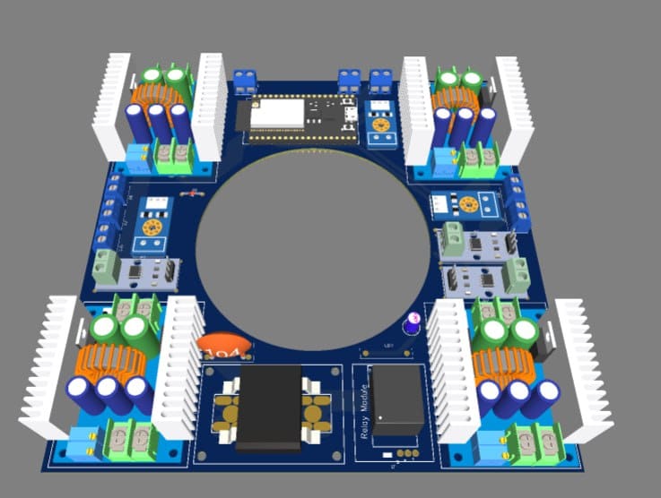 Power management PCB with circular cutout